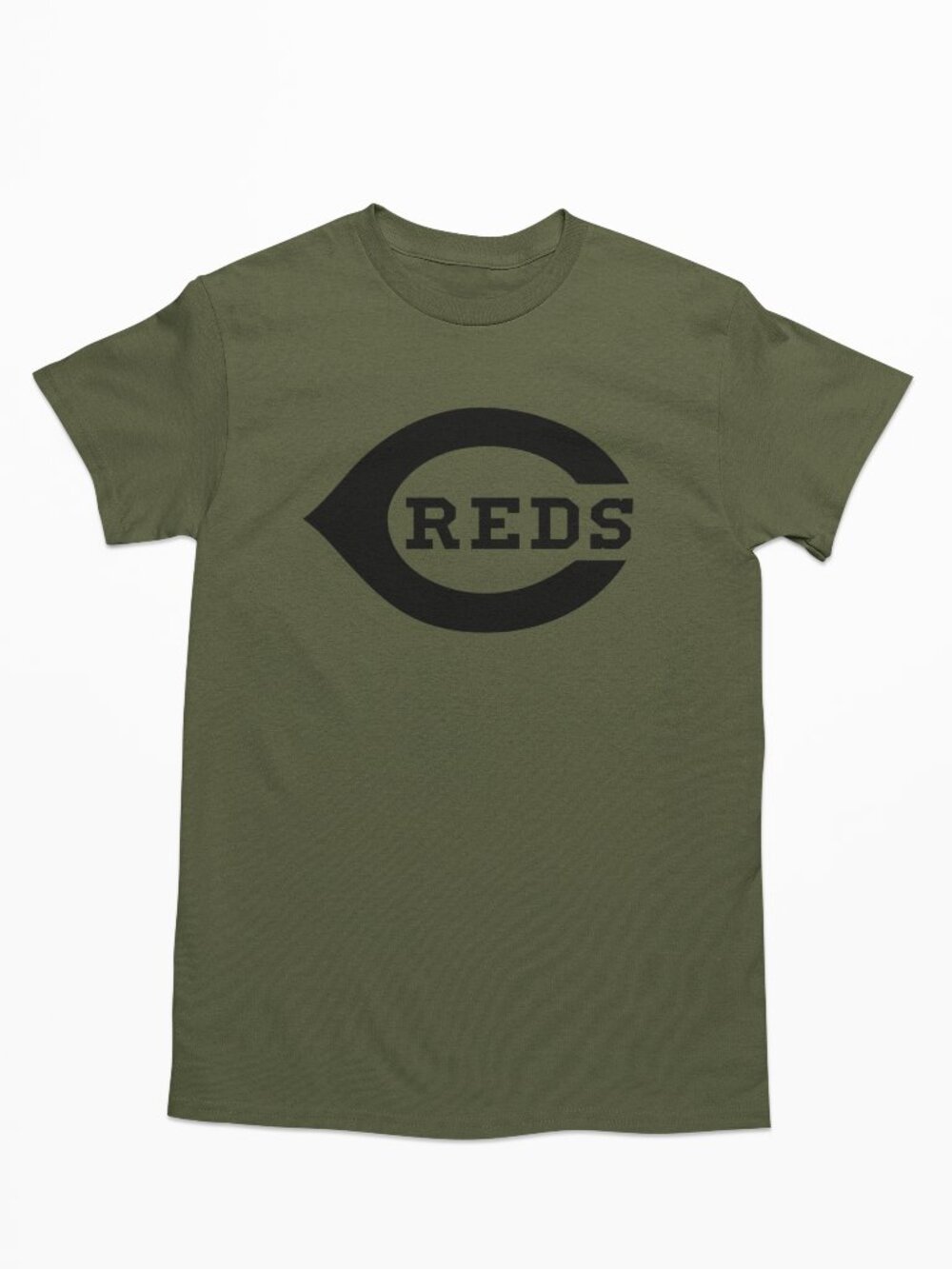 NEW Cincinnati Reds Logo T-Shirt MILITARY ARMY GREEN